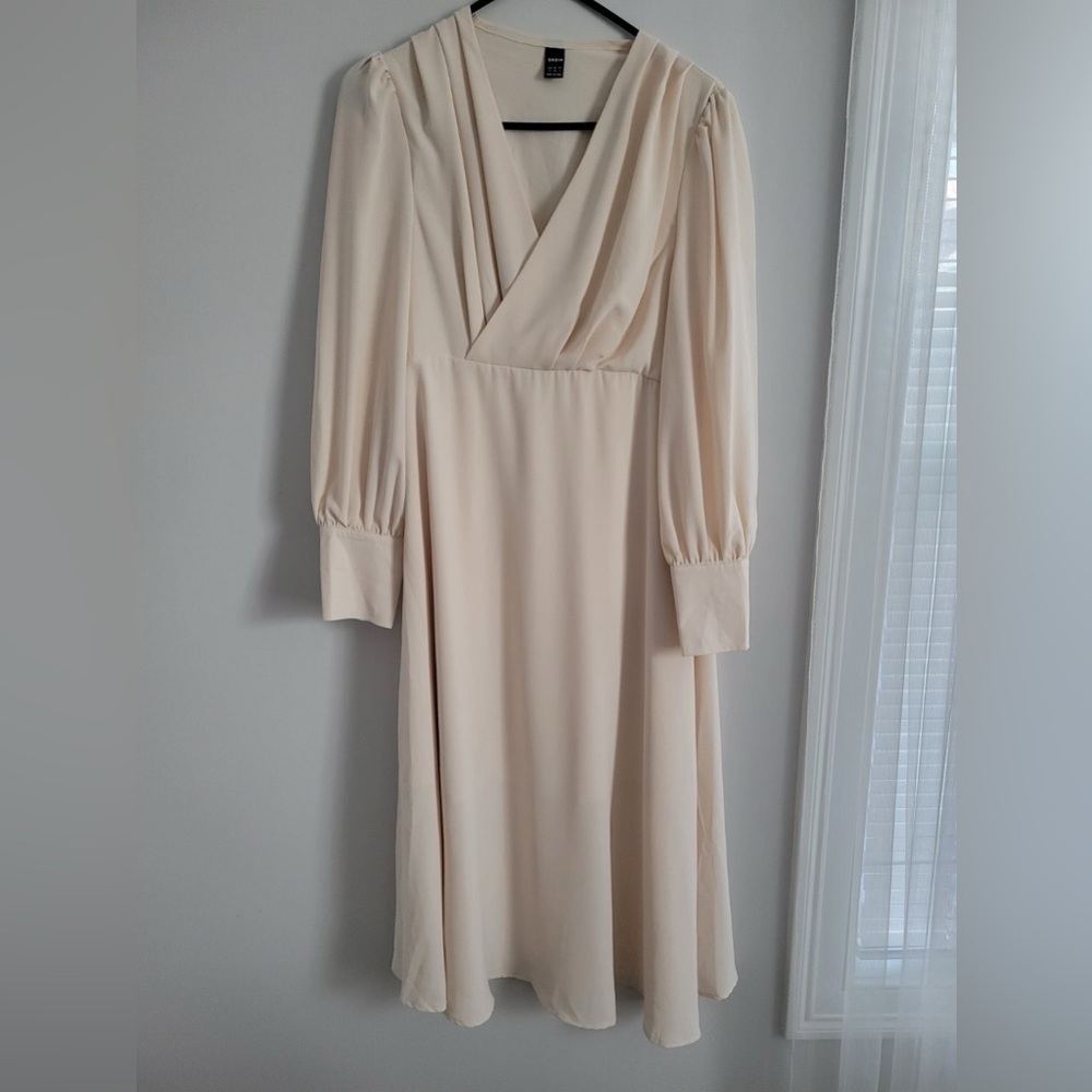 SHEIN Cream Long Sleeve Dress